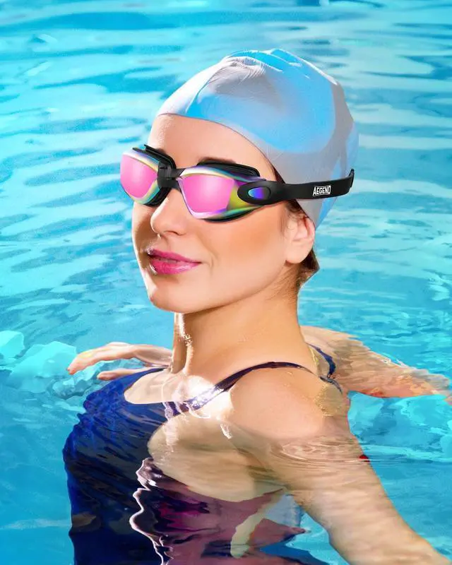 Alt view image 7 of 7 - Swim Goggles 2-Pack, No Leaking Anti-Fog UV Protection Mirrored Swim Glasses for Adult Men Women, Wide View Outdoor
