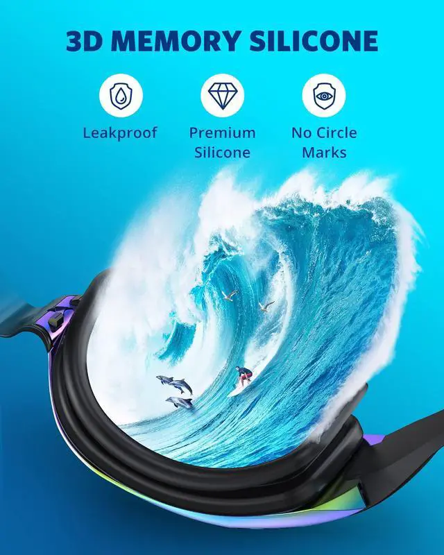 Alt view image 5 of 7 - Swim Goggles, Swimming Goggles No Leaking Full Protection Adult Men Women Youth