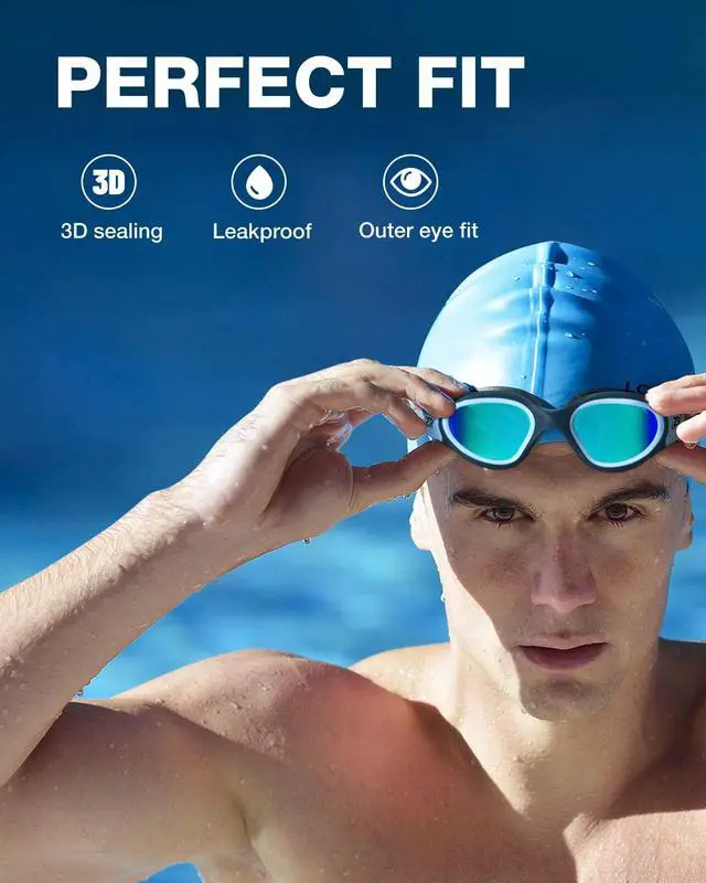 Alt view image 3 of 7 - Swim Goggles, Upgraded G1 Polarized Swimming Goggles Anti-fog for Adult Men Women A0 (Polarized + Mirror Gold)