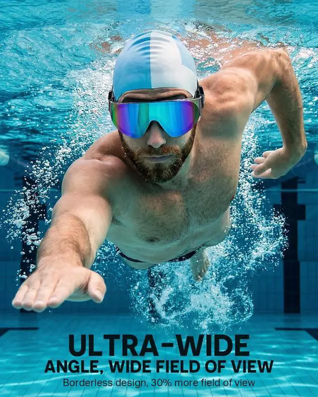 Alt view image 2 of 5 - Swim Goggles 2 Pack, Rimless Wide View Swimming Goggles for Adult, Anti-Fog Anti-UV No Leaking Pool Goggles for Men Women Youth