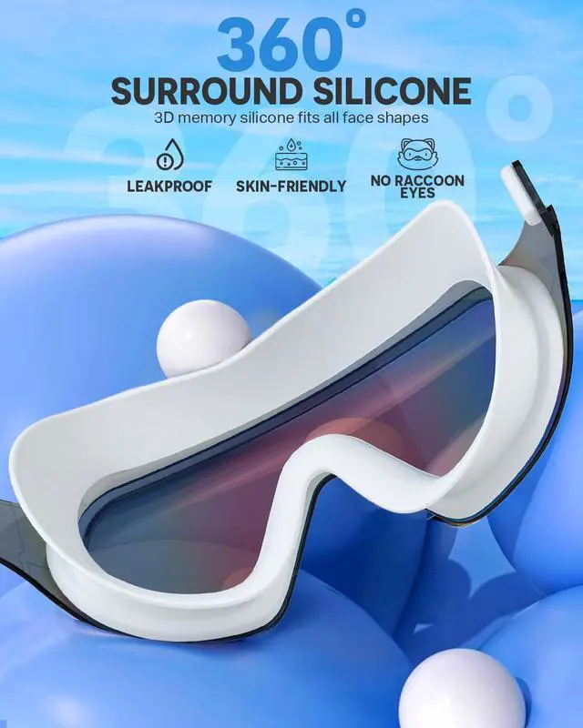 Alt view image 4 of 5 - Swim Goggles 2 Pack, Rimless Wide View Swimming Goggles for Adult, Anti-Fog Anti-UV No Leaking Pool Goggles for Men Women Youth