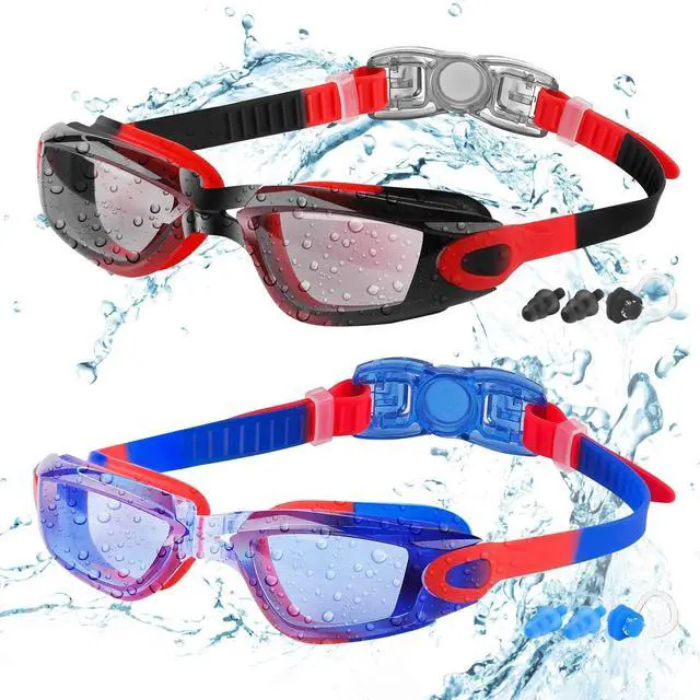Main image of Kids Swim Goggles, 2 Packs Swimming Goggles for Kids Girls Boys and Child Age 4-16