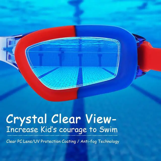 Alt view image 4 of 6 - Kids Swim Goggles, 2 Packs Swimming Goggles for Kids Girls Boys and Child Age 4-16