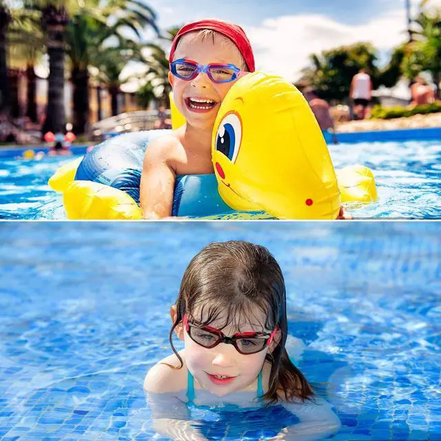 Alt view image 6 of 6 - Kids Swim Goggles, 2 Packs Swimming Goggles for Kids Girls Boys and Child Age 4-16