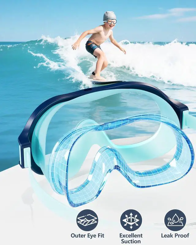 Alt view image 5 of 7 - 2 Pack Swim goggles for Kids 3-15, Anti-Fog Anti-UV Wide Vision Waterproof, No leak Swimming goggles for Boys Girls