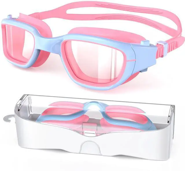 Main image of Kids Swim Goggles,Swimming Goggles for Kids 6-14, Anti-Fog UV Protection Pool Glasses for Boys Girls (Pink/Blue+Clear Lens)