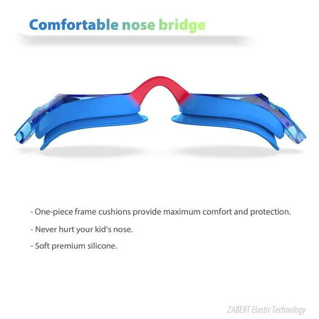 Alt view image 3 of 7 - 2 Pack Kids Swim Goggles, Blue Yellow & Blue Red, UV Protection, Adjustable, Shatterproof