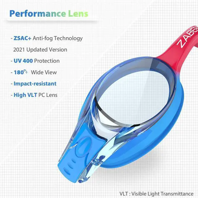 Alt view image 4 of 7 - 2 Pack Kids Swim Goggles, Blue Yellow & Blue Red, UV Protection, Adjustable, Shatterproof