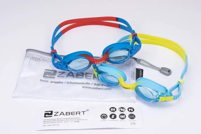 Alt view image 7 of 7 - 2 Pack Kids Swim Goggles, Blue Yellow & Blue Red, UV Protection, Adjustable, Shatterproof