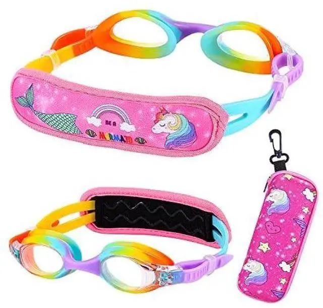 Alt view image 2 of 7 - Kids Swim Goggles Age 2-6, Toddler Goggles No Hair Pull,Child Goggles Padded HeadBand