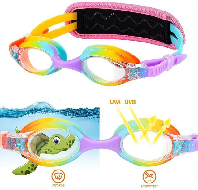 Alt view image 3 of 7 - Kids Swim Goggles Age 2-6, Toddler Goggles No Hair Pull,Child Goggles Padded HeadBand