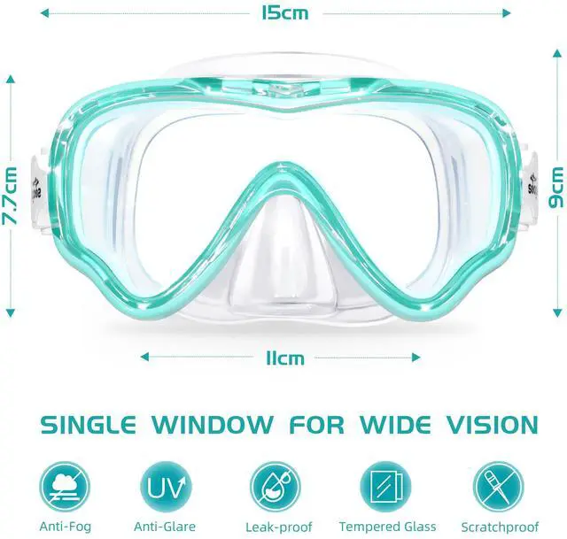 Alt view image 2 of 7 - Swim Mask Swimming Goggles for Kids Boys Girls Toddlers Youth 5-15 Anti-Fog 180° Clear Goggles No Leak Waterproof Kids Pool Underwater Open Water Swim Goggles with Nose Cover Swimming Equipment