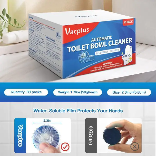 Alt view image 7 of 7 - Automatic Toilet Bowl Cleaner Tablets, Bathroom Toilet Tank Cleaner (30 PACK), VA-T165