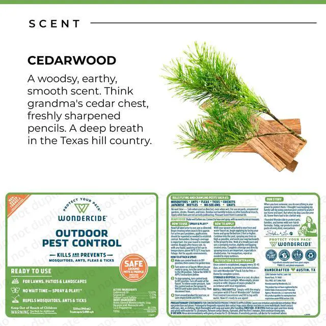 Alt view image 6 of 6 - Outdoor Pest Control Spray with Natural Essential Oils - Mosquito, Ant, Flea, Tick, Insect Repellent, Treatment, Killer - Safe Around Pets Kids 32 oz