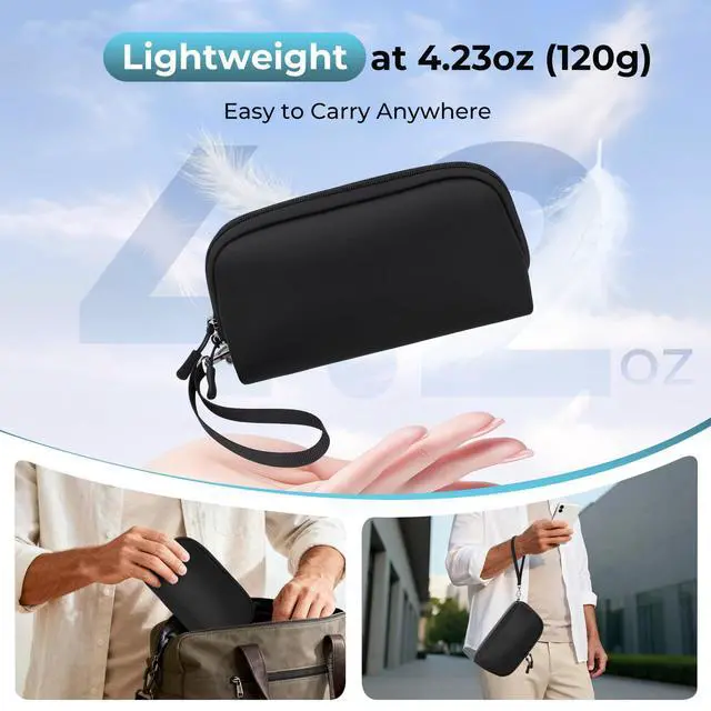 Alt view image 2 of 7 - Travel Cable Organizer - 8 Compartments Lightweight Water Resistant Tech Pouch with Wrist Strap Portable Electronic Accessories Case for Cord Charger Storage for Travel Home Office Black (Medium)