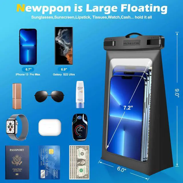 Alt view image 3 of 7 - 4 Pack Floating Waterproof Phone Pouch - Universal Large Floatable Water Proof Dry Bag Case - Float Clear Cell Holder with Lanyard - for iPhone 17 Pro Max Samsung Galaxy - Beach Swimming Pool