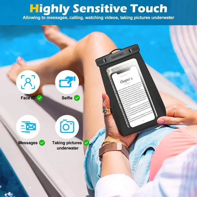 Alt view image 6 of 7 - 4 Pack Floating Waterproof Phone Pouch - Universal Large Floatable Water Proof Dry Bag Case - Float Clear Cell Holder with Lanyard - for iPhone 17 Pro Max Samsung Galaxy - Beach Swimming Pool