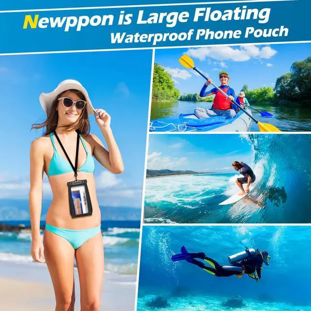 Alt view image 7 of 7 - 4 Pack Floating Waterproof Phone Pouch - Universal Large Floatable Water Proof Dry Bag Case - Float Clear Cell Holder with Lanyard - for iPhone 17 Pro Max Samsung Galaxy - Beach Swimming Pool