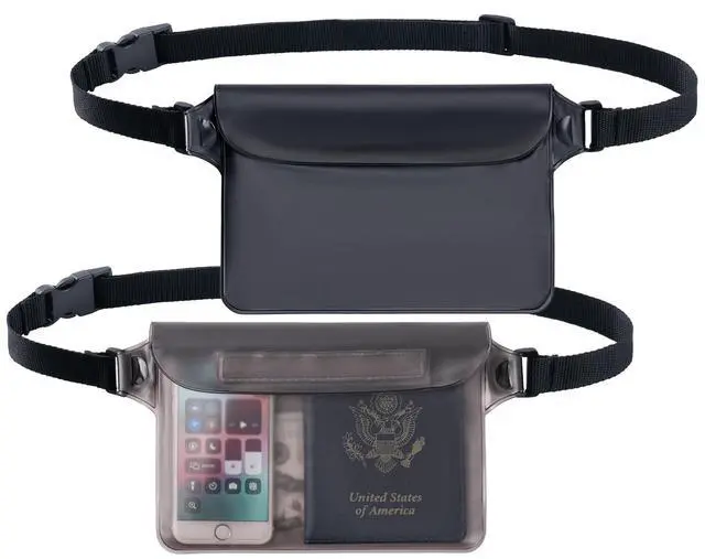 Main image of 2-Pack Waterproof Pouch with Adjustable Waist Strap | Screen Touch Sensitive Dry Bag, Keep Your Phone and Valuables Dry, Perfect for Swimming Kayaking Boating Fishing Beach Diving (Gray+Black)