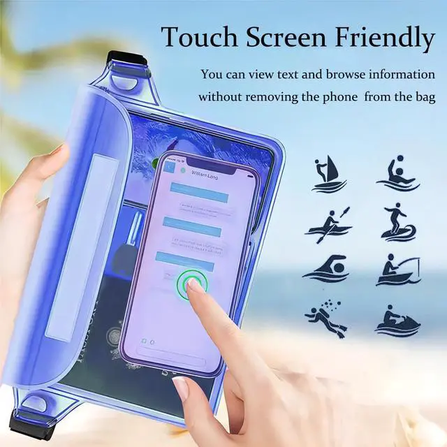 Alt view image 5 of 7 - 2-Pack Waterproof Pouch with Adjustable Waist Strap | Screen Touch Sensitive Dry Bag, Keep Your Phone and Valuables Dry, Perfect for Swimming Kayaking Boating Fishing Beach Diving (Gray+Black)