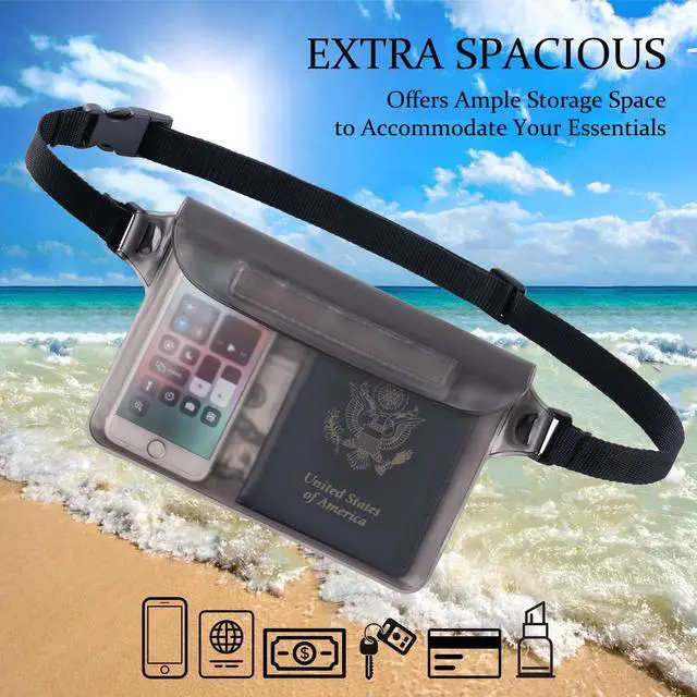 Alt view image 6 of 7 - 2-Pack Waterproof Pouch with Adjustable Waist Strap | Screen Touch Sensitive Dry Bag, Keep Your Phone and Valuables Dry, Perfect for Swimming Kayaking Boating Fishing Beach Diving (Gray+Black)