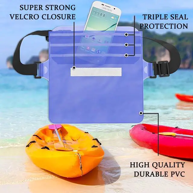 Alt view image 4 of 7 - 2-Pack Waterproof Pouch with Adjustable Waist Strap | Screen Touch Sensitive Dry Bag, Keep Your Phone and Valuables Dry, Perfect for Swimming Kayaking Boating Fishing Beach Diving (Gray+Black)