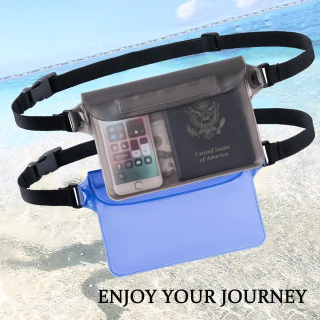 Alt view image 7 of 7 - 2-Pack Waterproof Pouch with Adjustable Waist Strap | Screen Touch Sensitive Dry Bag, Keep Your Phone and Valuables Dry, Perfect for Swimming Kayaking Boating Fishing Beach Diving (Gray+Black)