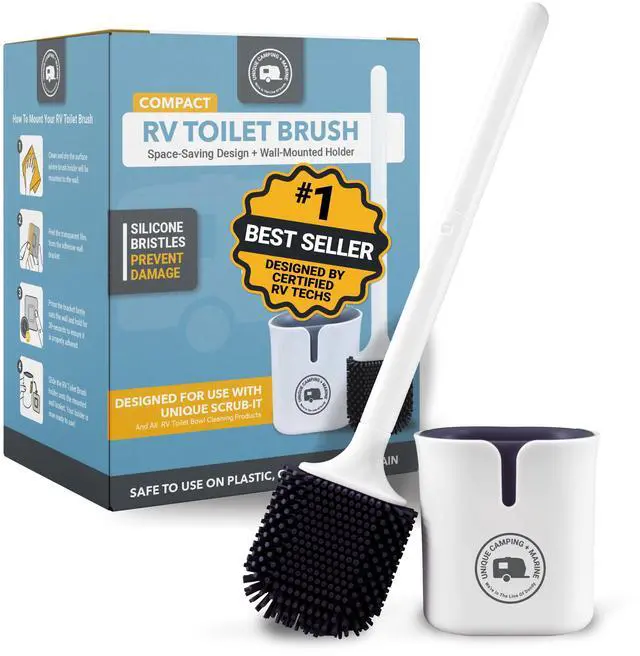 Main image of Silicone RV Toilet Brush, Compact, Won't Damage Toilets or Seals, Wall-Mount No-Drip Holder