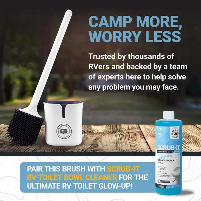 Alt view image 6 of 6 - Silicone RV Toilet Brush, Compact, Won't Damage Toilets or Seals, Wall-Mount No-Drip Holder
