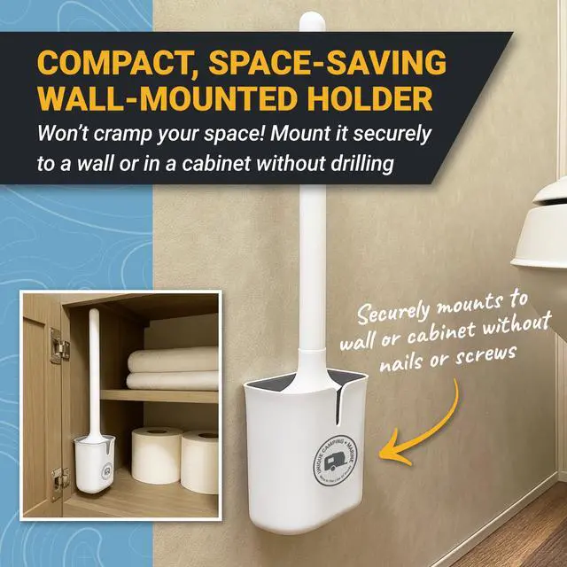 Alt view image 5 of 6 - Silicone RV Toilet Brush, Compact, Won't Damage Toilets or Seals, Wall-Mount No-Drip Holder