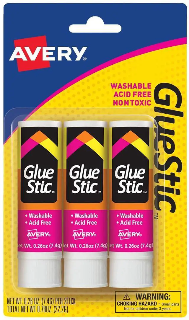 Main image of Glue Stick White, Washable, 0.26 oz. Permanent Glue Stic, 3pk (00164)