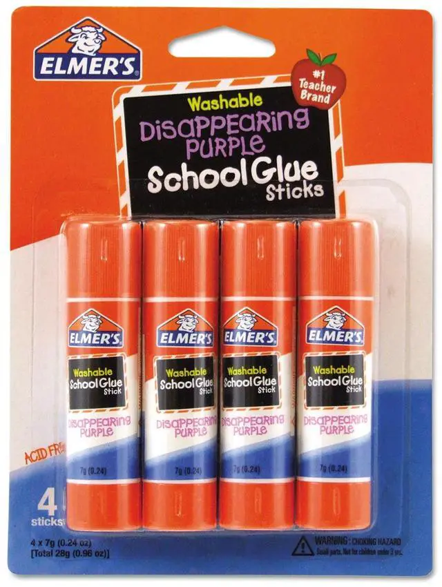 Main image of Disappearing Purple School Glue Sticks, 0.24 oz Each, 4 Sticks per Pack (E543)
