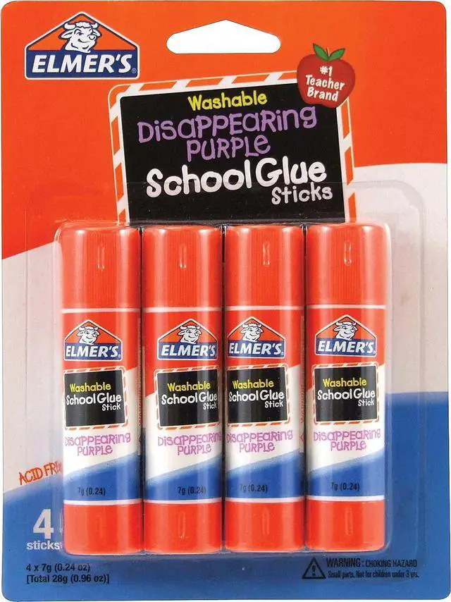 Alt view image 2 of 2 - Disappearing Purple School Glue Sticks, 0.24 oz Each, 4 Sticks per Pack (E543)