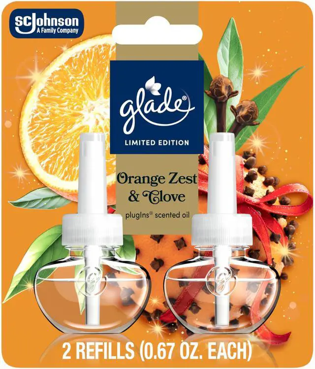 Main image of PlugIns Refills Air Freshener, Orange Zest & Clove, Scented and Essential Oils for Home and Bathroom, 0.67 Fl Oz, 2 Count