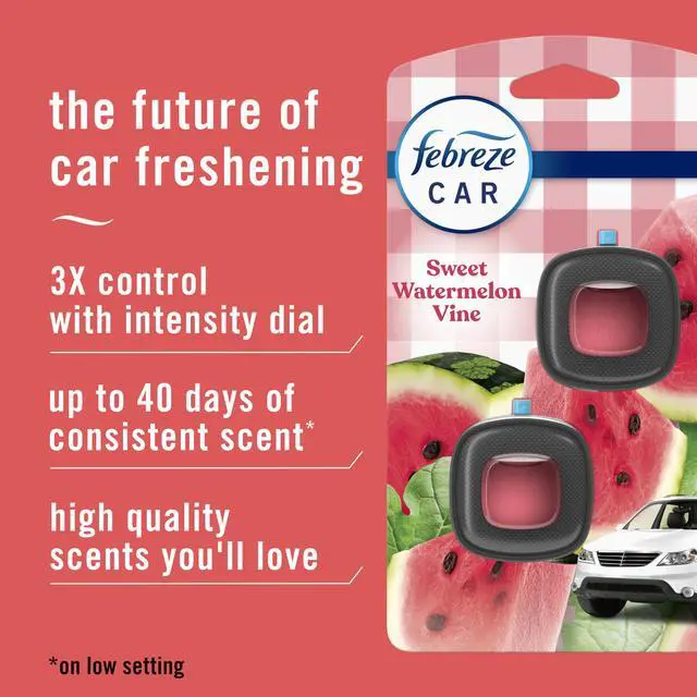 Alt view image 2 of 7 - Car Air Freshener Vent Clip Sweet Watermelon Vine Scent, 2 Count, .13 oz Total