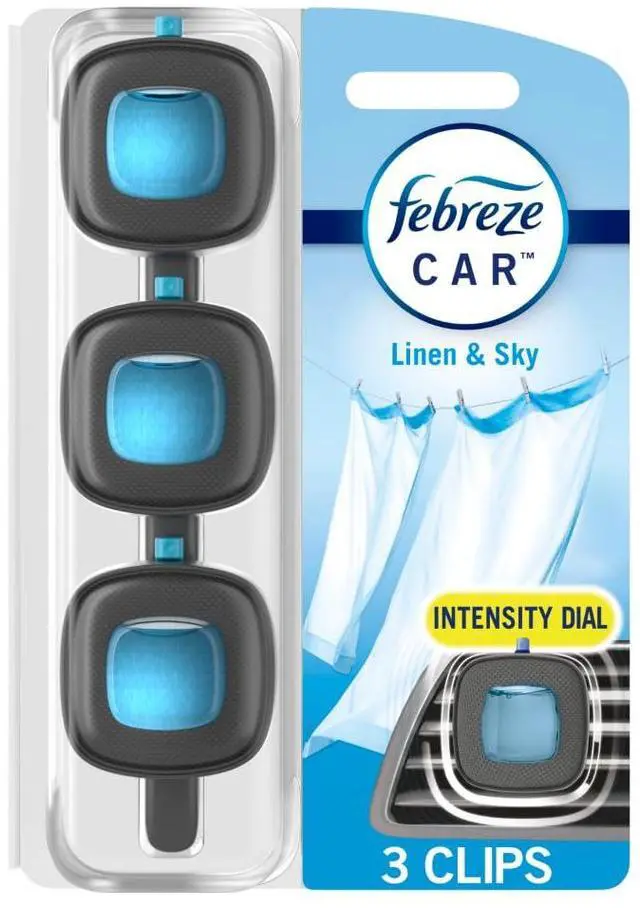 Main image of Car Air Freshener, Odor-Fighting Automotive Vent Clip, Linen & Sky Scent, 3 Count
