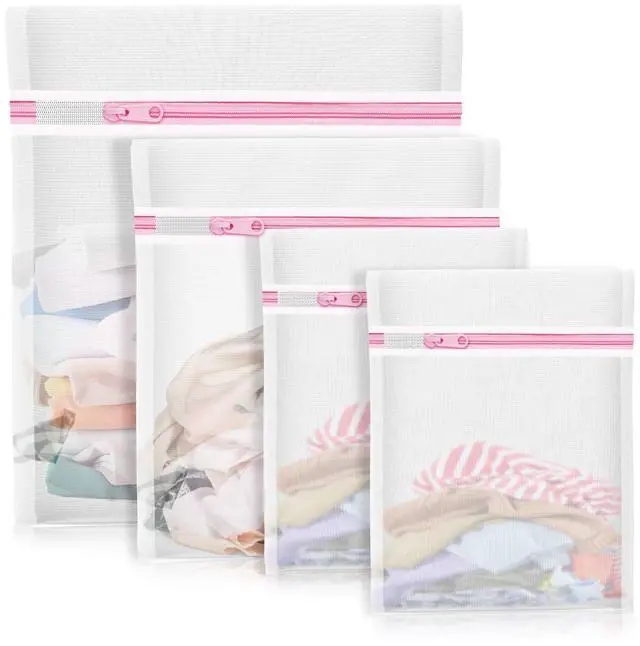 Main image of 4Pcs Mesh Laundry Bags, Lingerie Bags for Washing Delicates,Mesh Wash Bags for Toy Storage & Cleaning, Travel Storage Organizer Bag, Dorm Room Essentials (1 Large, 1 Medium, 2 Small) (Fine Net)