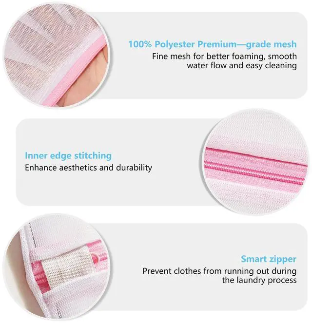Alt view image 3 of 7 - 4Pcs Mesh Laundry Bags, Lingerie Bags for Washing Delicates,Mesh Wash Bags for Toy Storage & Cleaning, Travel Storage Organizer Bag, Dorm Room Essentials (1 Large, 1 Medium, 2 Small) (Fine Net)