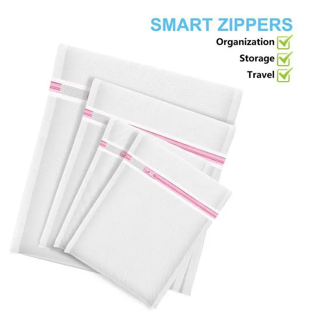 Alt view image 5 of 7 - 4Pcs Mesh Laundry Bags, Lingerie Bags for Washing Delicates,Mesh Wash Bags for Toy Storage & Cleaning, Travel Storage Organizer Bag, Dorm Room Essentials (1 Large, 1 Medium, 2 Small) (Fine Net)