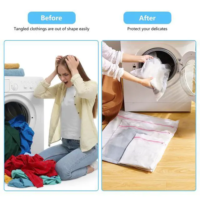 Alt view image 6 of 7 - 4Pcs Mesh Laundry Bags, Lingerie Bags for Washing Delicates,Mesh Wash Bags for Toy Storage & Cleaning, Travel Storage Organizer Bag, Dorm Room Essentials (1 Large, 1 Medium, 2 Small) (Fine Net)