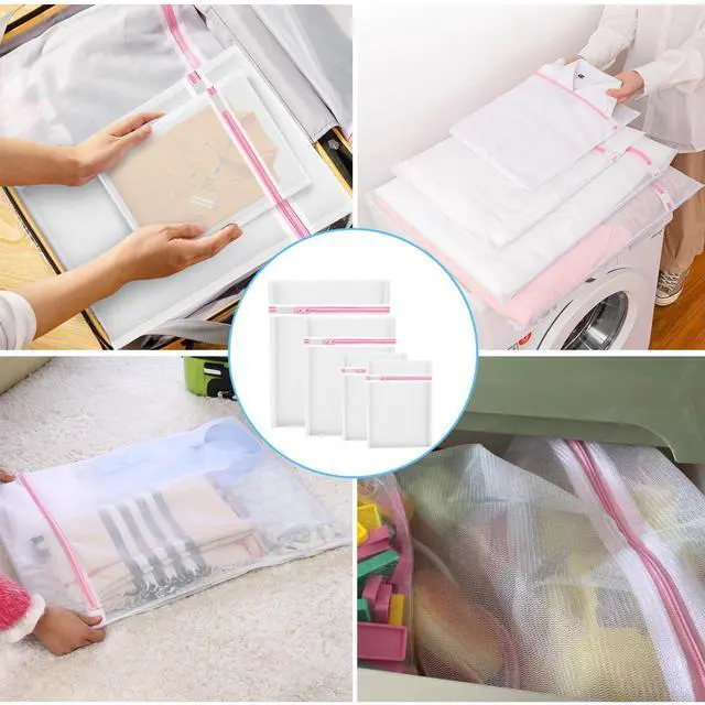 Alt view image 7 of 7 - 4Pcs Mesh Laundry Bags, Lingerie Bags for Washing Delicates,Mesh Wash Bags for Toy Storage & Cleaning, Travel Storage Organizer Bag, Dorm Room Essentials (1 Large, 1 Medium, 2 Small) (Fine Net)
