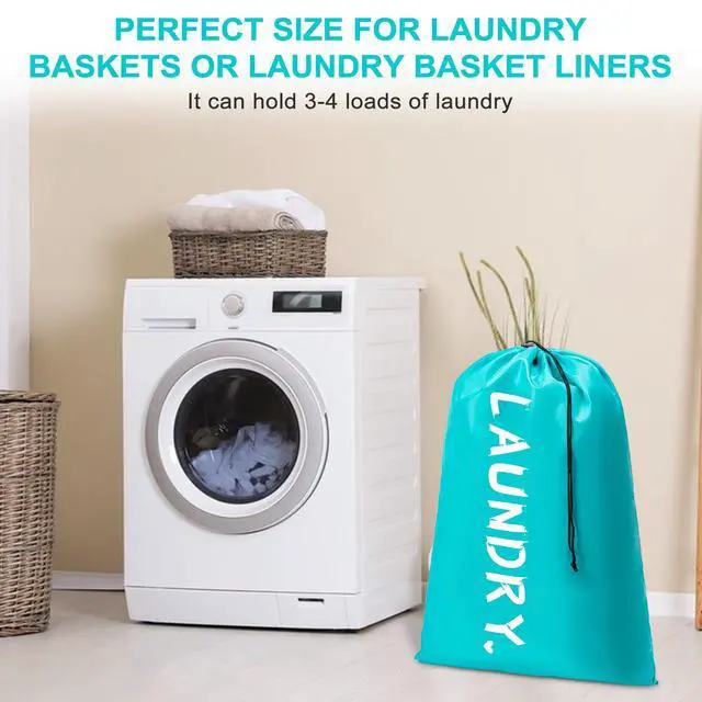 Alt view image 6 of 7 - 2 Pack XL Travel Laundry Bag, Machine Washable Dirty Clothes Organizer with Drawstring,Large Enough to Hold 4 Loads of Laundry, Easy Fit a Laundry Hamper or Basket Travel Essentials 24" x 36"