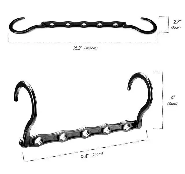 Alt view image 5 of 7 - 10 Pack Space Saving Hangers, Black, Premium Smart Hanger, Closet Organizers and Storage, Sturdy Cascading Hangers with 5 Holes for Heavy Clothes, College Dorm Room Essentials