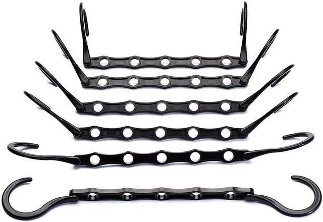 Alt view image 7 of 7 - 10 Pack Space Saving Hangers, Black, Premium Smart Hanger, Closet Organizers and Storage, Sturdy Cascading Hangers with 5 Holes for Heavy Clothes, College Dorm Room Essentials