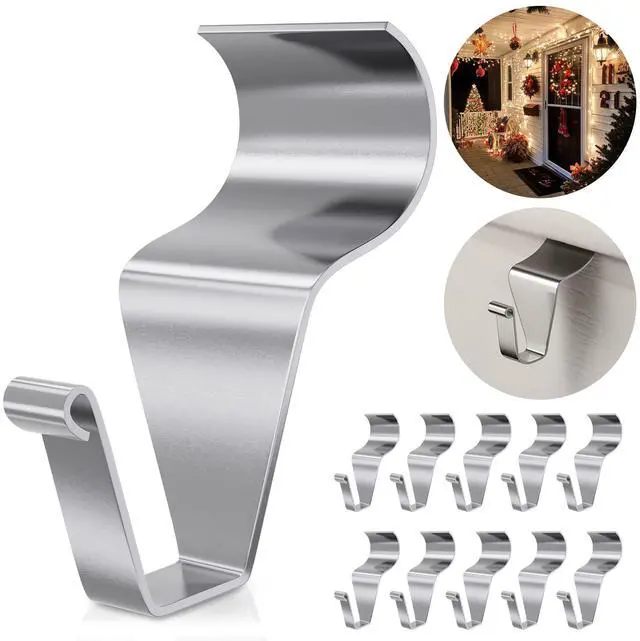 Main image of Vinyl Siding Hooks Hanger 10 Pack, Heavy Duty Siding Clips for Hanging on Patio, No-Hole Needed Stainless Steel Siding Hook to Decor Wreath Things for Horizontal Vinyl Siding