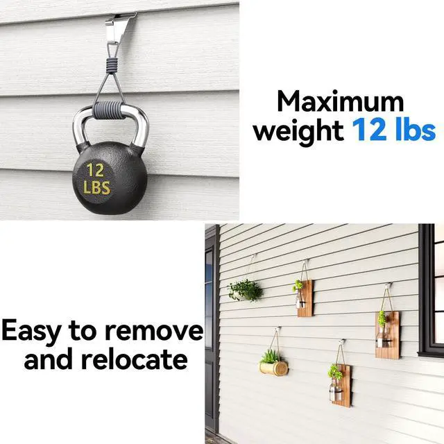 Alt view image 4 of 7 - Vinyl Siding Hooks Hanger 10 Pack, Heavy Duty Siding Clips for Hanging on Patio, No-Hole Needed Stainless Steel Siding Hook to Decor Wreath Things for Horizontal Vinyl Siding