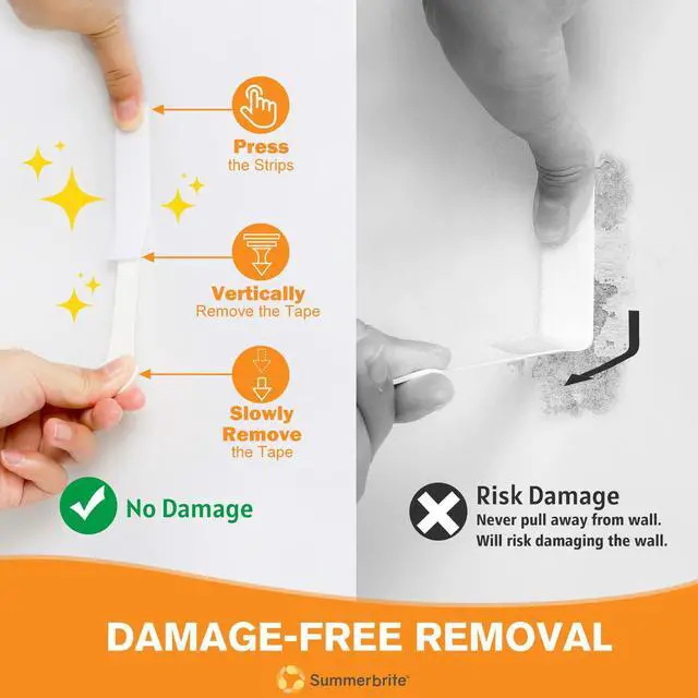 Alt view image 4 of 7 - Picture Hanging Strips 40 Strips, Damage Free Removal, Wall Poster Picture Hangers Without Nails, Sticky Hook & Loop Adhesive Strips for Poster/Picture/Home/Office, 20 Pairs/Medium, White