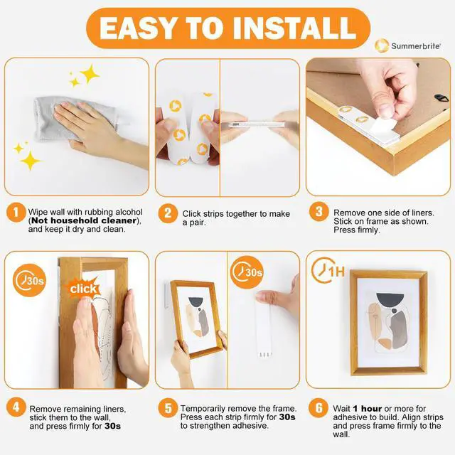 Alt view image 6 of 7 - Picture Hanging Strips 40 Strips, Damage Free Removal, Wall Poster Picture Hangers Without Nails, Sticky Hook & Loop Adhesive Strips for Poster/Picture/Home/Office, 20 Pairs/Medium, White
