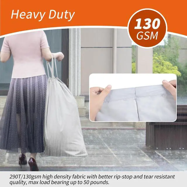Alt view image 3 of 7 - Extra Heavy-Duty Laundry Bag 28x36- Machine Washable Large Storage Bag with Reinforced Handles & Drawstring Closure & ID Tag for College Dorm Travel - Silver