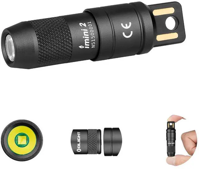 Main image of IMINI 2 EDC Rechargeable Keychain Flashlight, 50 Lumens Compact and Portable Mini LED Keyring Lights with Built-in Battery Ideal for Everyday Carry and Emergencies (Black)